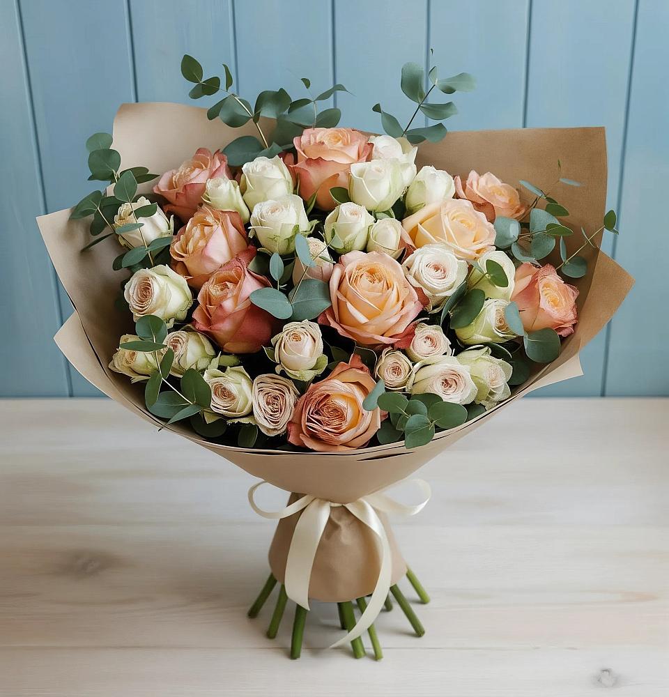 Букет цветов из: Альстромерии и Розы в Новотерском