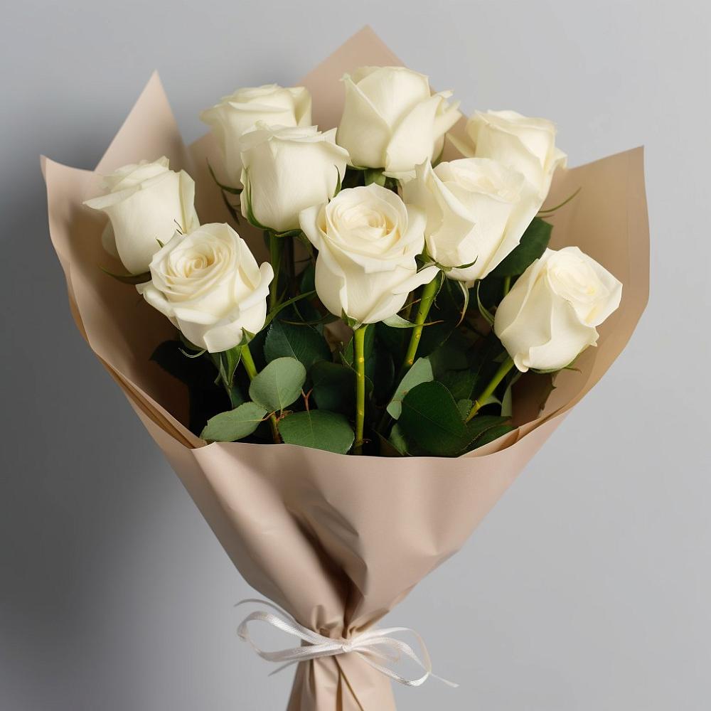 Букет 9 Белых роз Эдлесс Лав в Новотерском