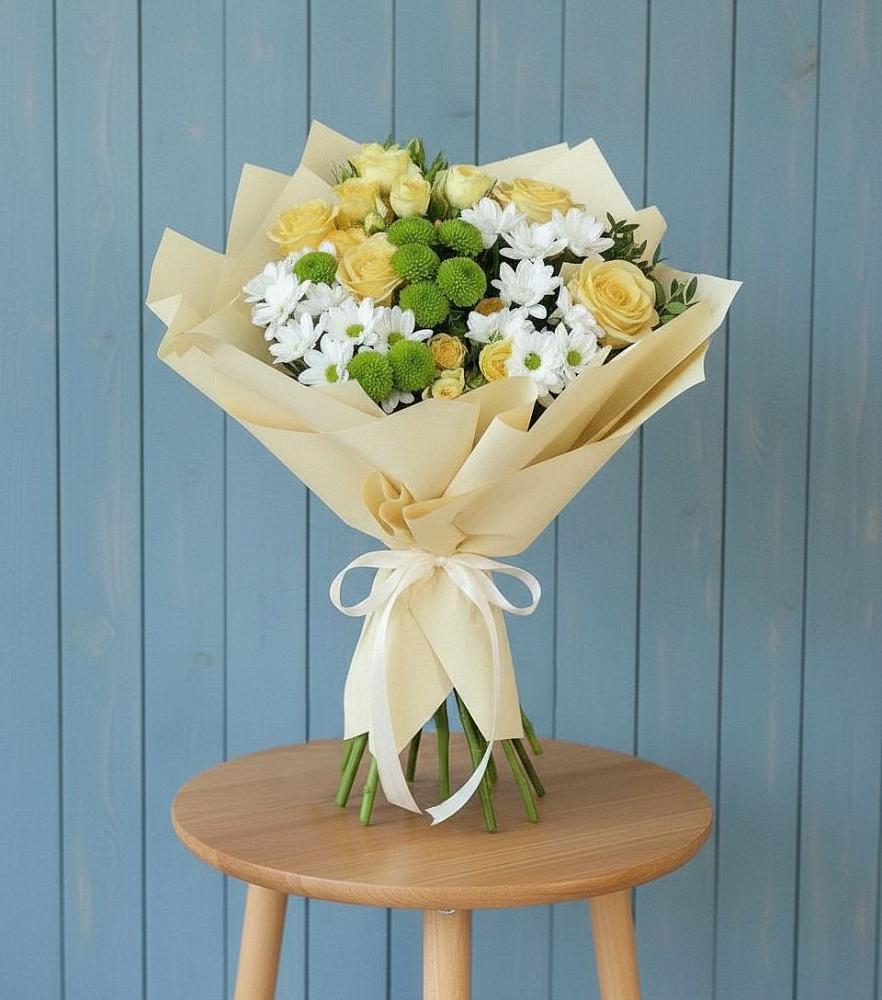 Букет цветов из: Хризантемы и Розы в Новотерском