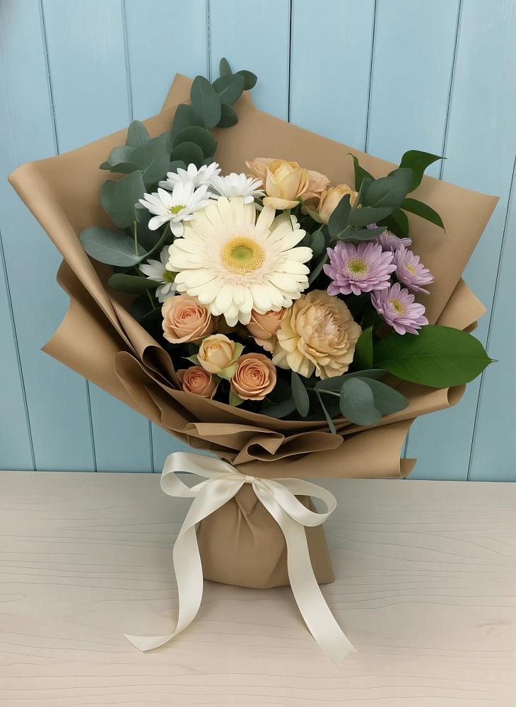 Букет цветов из: Герберы и Хризантемы в Новотерском