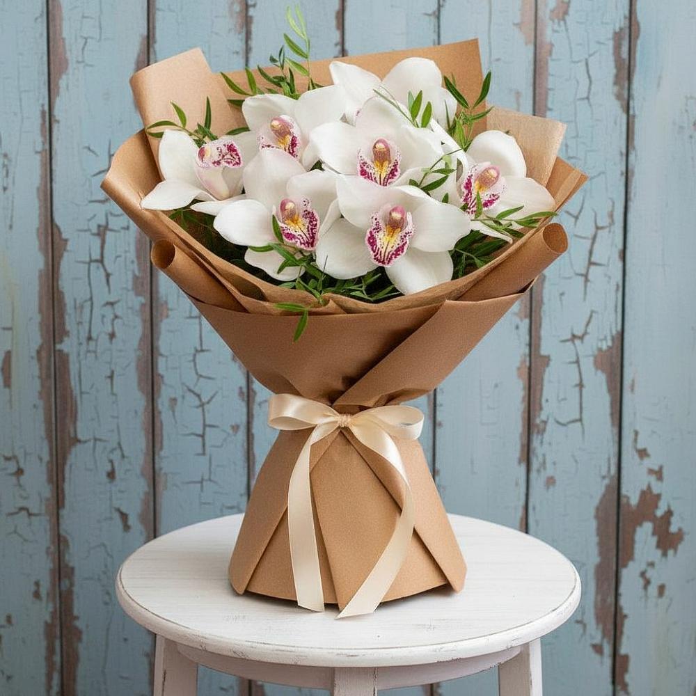 Букет цветов из: Орхидеи и Розы в Новотерском