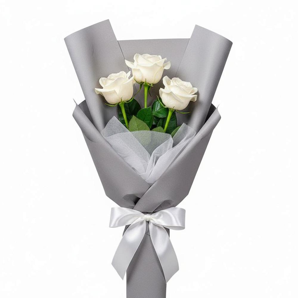 Букет 3 белые розы в Новотерском