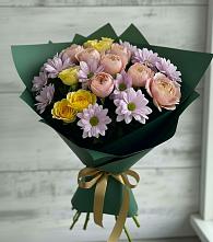 Букет цветов из:  Хризантемы и Розы в Новотерском