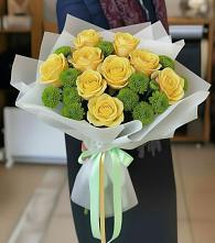 Букет цветов из:  Хризантемы и Розы в Новотерском