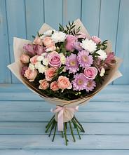 Букет цветов из:  Хризантемы, Розы и Альстромерии #REPLACE_PRED# Новотерском