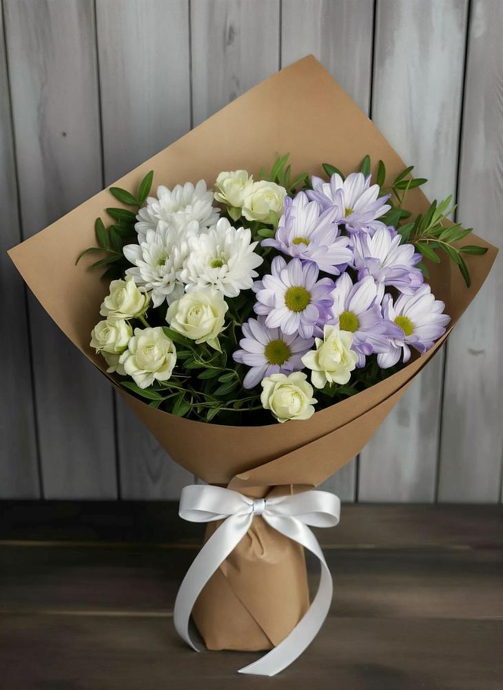 Букет цветов из: Хризантемы и Розы в Новотерском